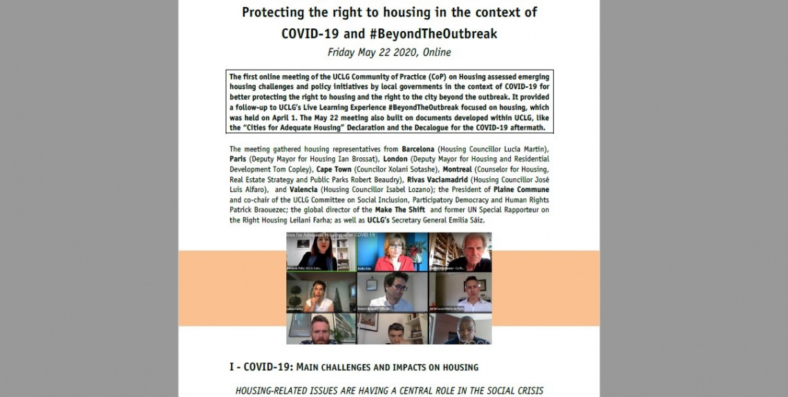 Report of the 2020 UCLG Comunity of Practice on Housing Meeting