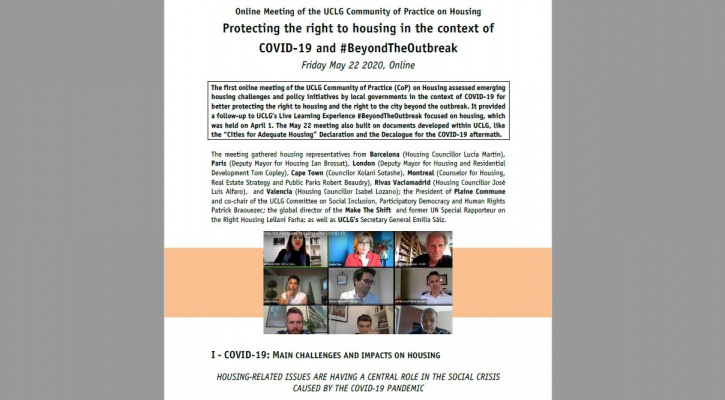 Report of the 2020 UCLG Comunity of Practice on Housing Meeting