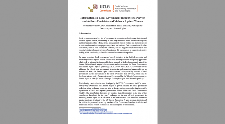 Local Government Initiatives to Prevent and Address Femicides and Violence Against Women (2021)