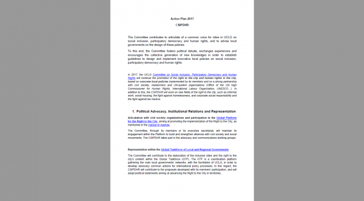 2017 Action Plan (UCLG-CSIPDHR) 